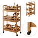 Bambusz polc kerekeken, 45,3 x 22 x 80 cm