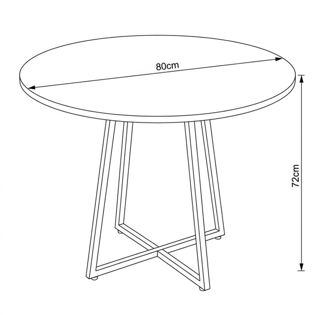 Kerek asztal keresztlábú talppal, Ø 80 cm × 72 cm, sötétbarna