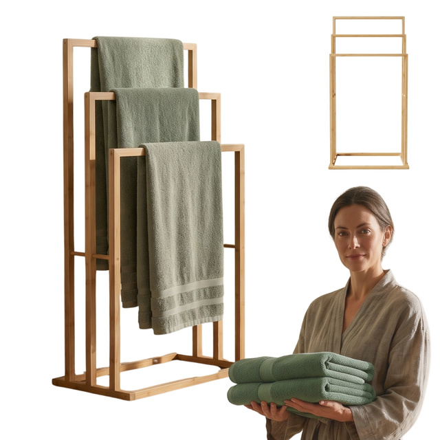 3 szintes bambusz törölközőtartó, 40 x 24,5 x 80 cm