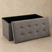 Nagy puff tárolóval és ülőfelülettel, steppelt 76 x 38 x 38 cm, szürke
