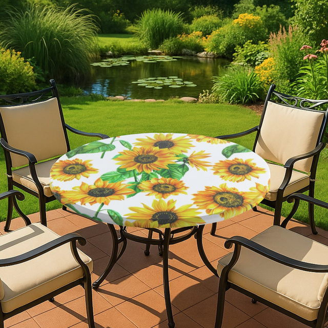Vízálló asztalterítő kerti asztalhoz SUNFLOWER, Ø 85-105 cm