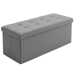 Fiókos tárolóval ellátott, téglalap alakú, összecsukható puff, 110 × 38 × 38 cm, szürke