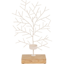 Tealight gyertyatartó, fa alakú, fém, 32 x 22 cm