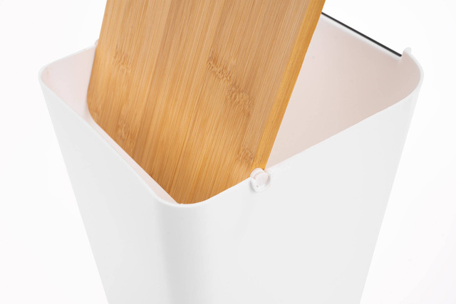 BAMBOU fürdőszobai kosár bambusz fedéllel, 5 L, fehér