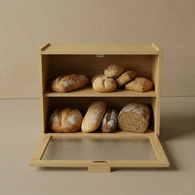 DOPPIO bambusz kenyértartó, 17 x 40 x 31 cm, két polccal