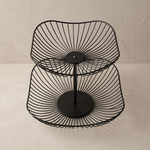 Kétszintes fém gyümölcstál, 29 x 29 x 24 cm