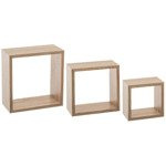 Három darabos CUBE dekoratív falipolc készlet, sötétbarna