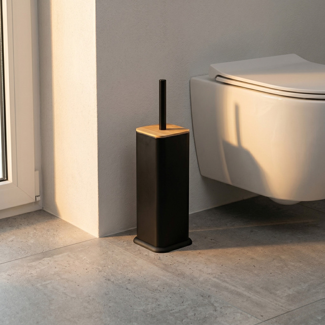WC kefe tartóval ZETRU, bambusz fedéllel