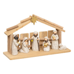 Karácsonyi jászol + 7 figura, 30 x 18 cm