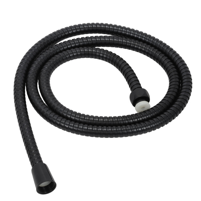 Zuhanytömlő fürdőkádban, fekete, rozsdamentes acél, 150 cm, 1/2" menettel
