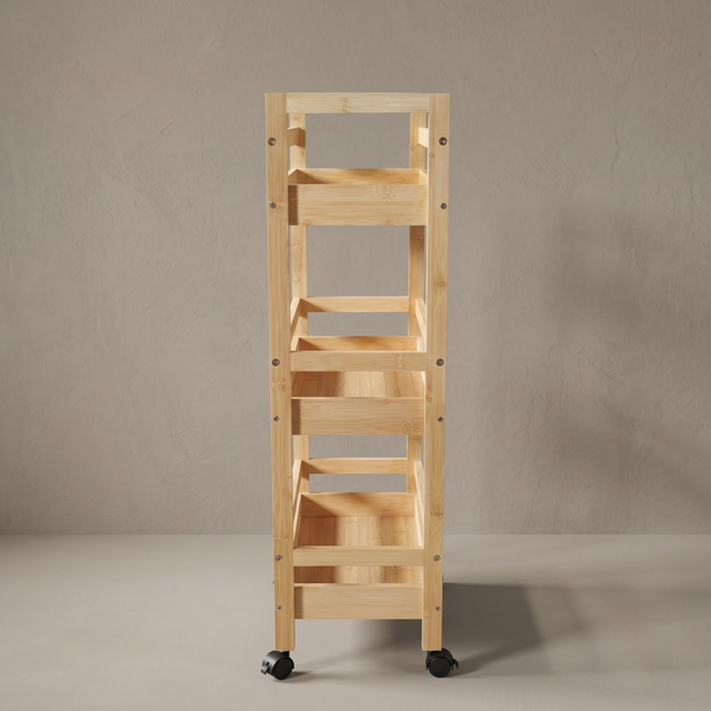 Bambusz polc kerekeken, 45,3 x 22 x 80 cm