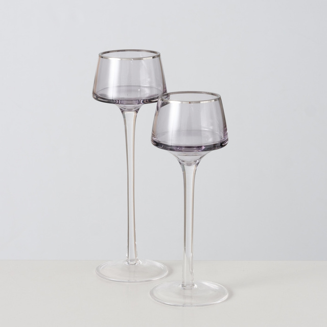 SMOLA üveg gyertyatartók, 2 db, 20-23 cm