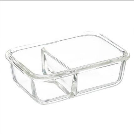 Üveg ebédládák, 2 rekeszes, 1,1 l, CLIP