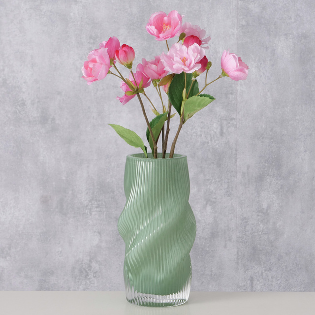 Ráncos üveg váza, VERESE, 30 cm