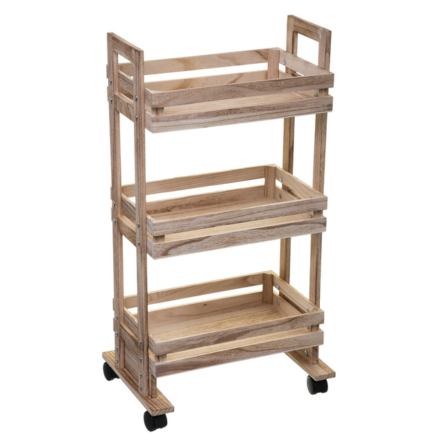 Konyhai kocsi 3 polccal, fából, 82 cm