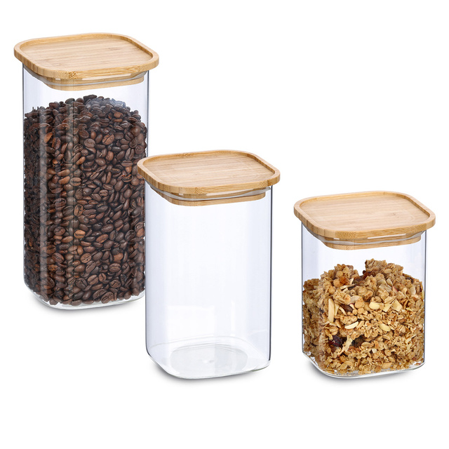 Bambuszfedeles üveg, 900 ml, 11 x 11 x 13,6 cm