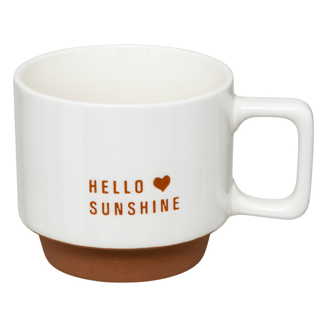 4 darabos porcelán bögre szett HELLO, fém állvánnyal, 4 x 300 ml