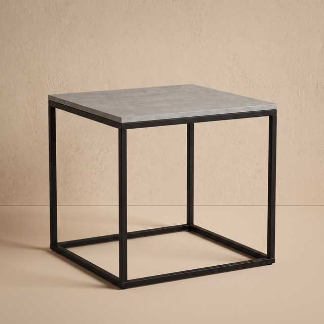 2 darab négyzet alakú fekete és szürke dohányzóasztal szett, különböző méretben: 50 × 50 × 50,5 cm