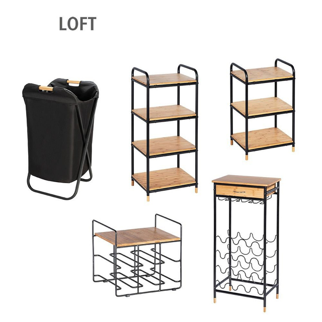 Borospohár tartóval és fiókkal ellátott boros állvány LOFT, WENKO