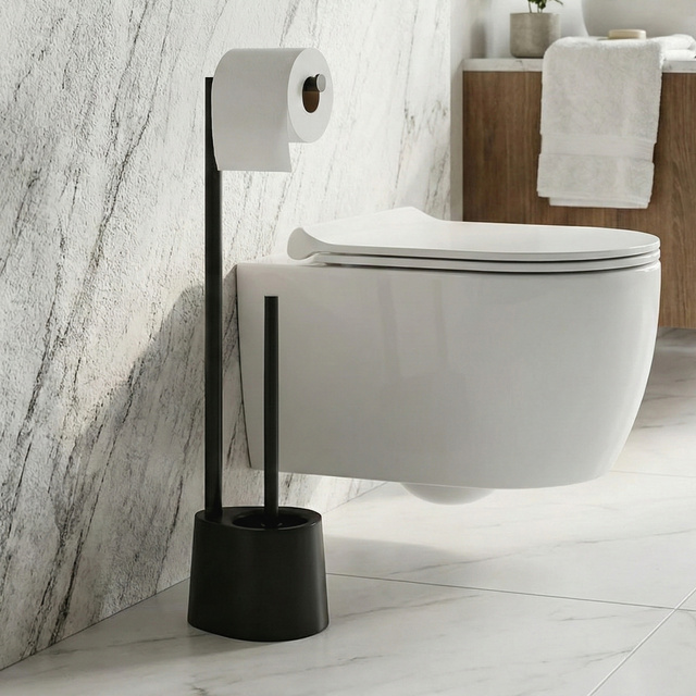 STILK toalettpapír tartó és WC kefe, 63 cm, fekete