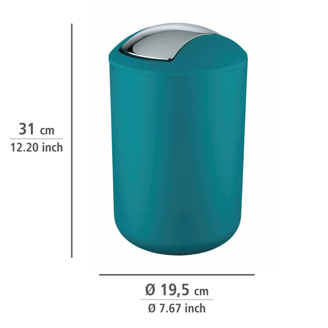 BRASIL szemetes, 6,5 l, WENKO, türkizkék
